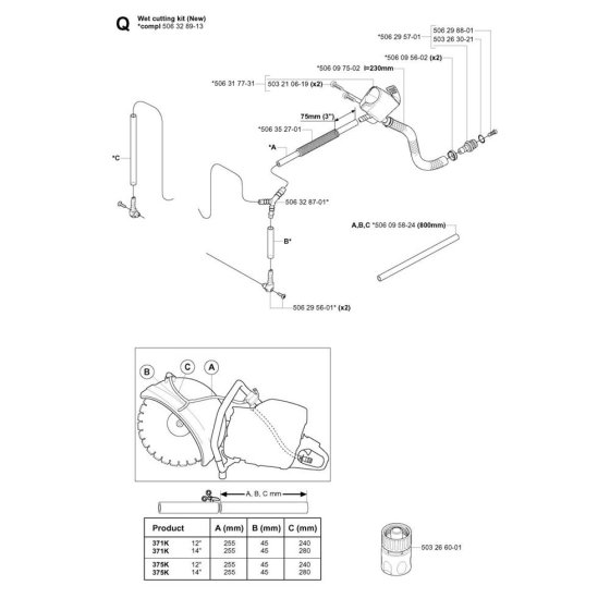 Water Hose Assembly for 375K