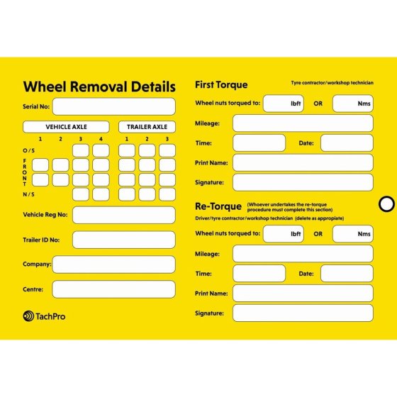 Wheel Nut Torque Tag Label – Pack of 10
