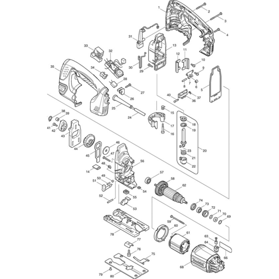 Makita 4350FCT Jigsaw Assembly