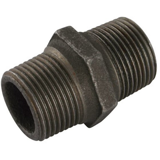 Malleable Equal Hex Nipple 1" x 1" M/M BSP