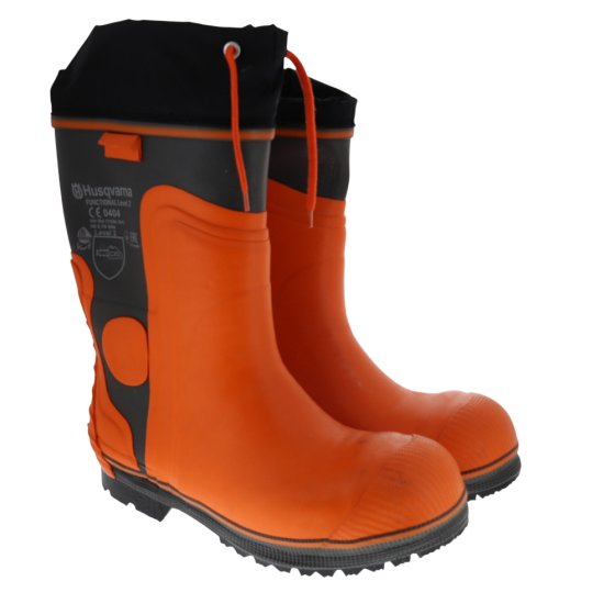 UK 9 Husqvarna Functional 24 Rubber Chainsaw Boots - Reinforced Steel Toe Cap, Wear Resistant Sole