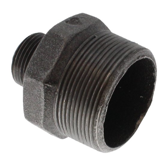 Reducing Hex Nipple 2x1 Inch Black Malleable Iron Pipe Fitting