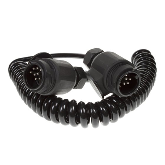 Trailer Lighting Curly Lead, 1.5m, 2 x 8-Pin Plug to Plug, 8-Core