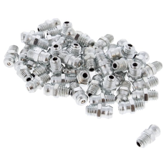 Straight Grease Nipple 6x1mm Thread - 50 Pack for Hydraulic Applications