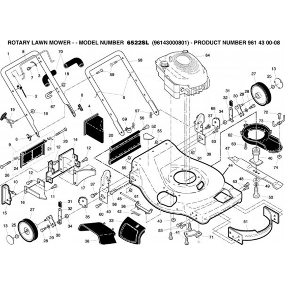 Frame for Husqvarna 6522 SL