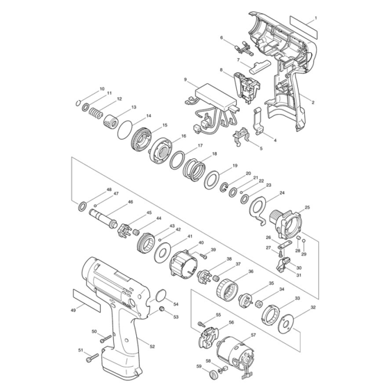 Makita 6798FD 12V Combi Drill Assembly