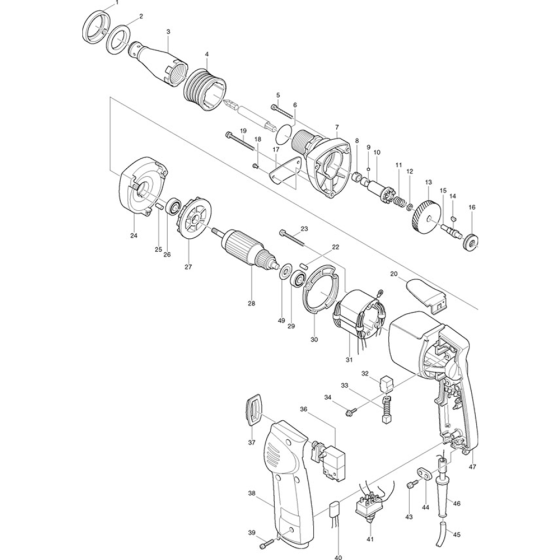 Makita 6801DBV Screwgun Assembly