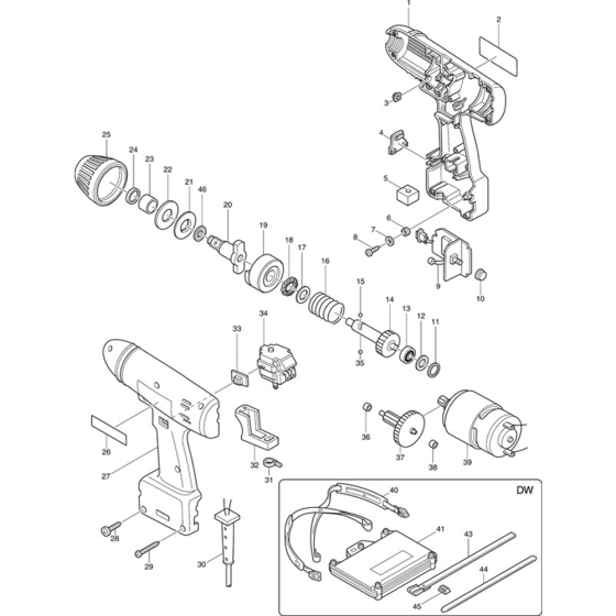 Makita 6931D Impact Wrench Assembly