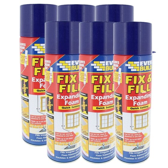 Expanding Foam 500ml Aerosol Can - Pack of 6 for Insulation & Sound Deadening
