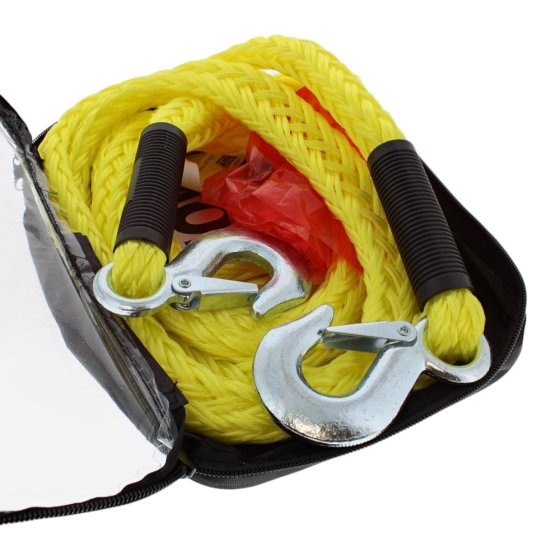 4M Tow Rope 4000KG Capacity with Forged Hooks, "On Tow" Flag Sign, and Storage Bag