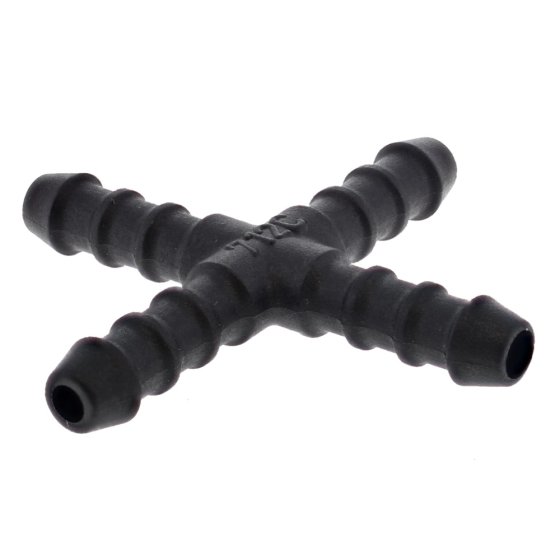 Black 5mm Plastic X-Piece Hose Joiner/Pipe Connector