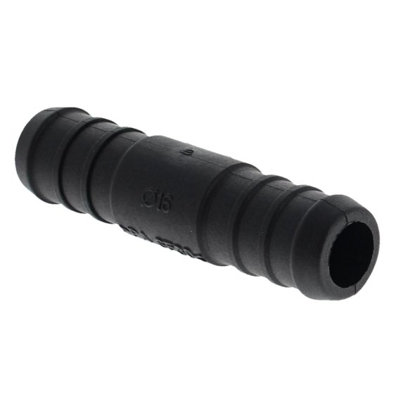 Black 16mm Plastic Straight Hose Joiner/Pipe Connector