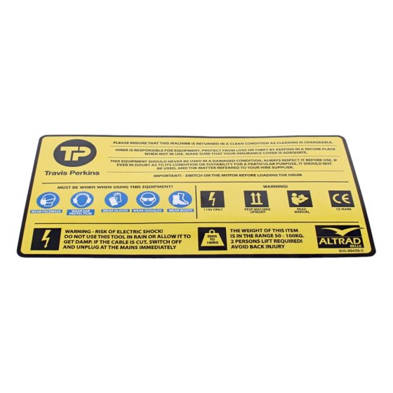 Mini 150 110v Safety Decal for Belle Machines - 800/99458