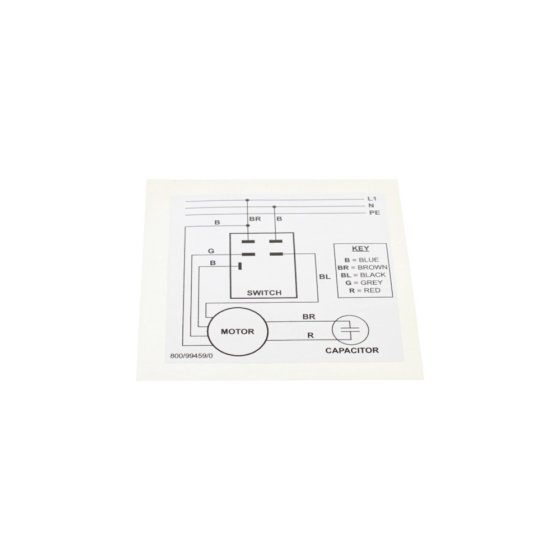 Wiring Decal / Label for Belle Minimix 150 Cement Mixer - 800/99459