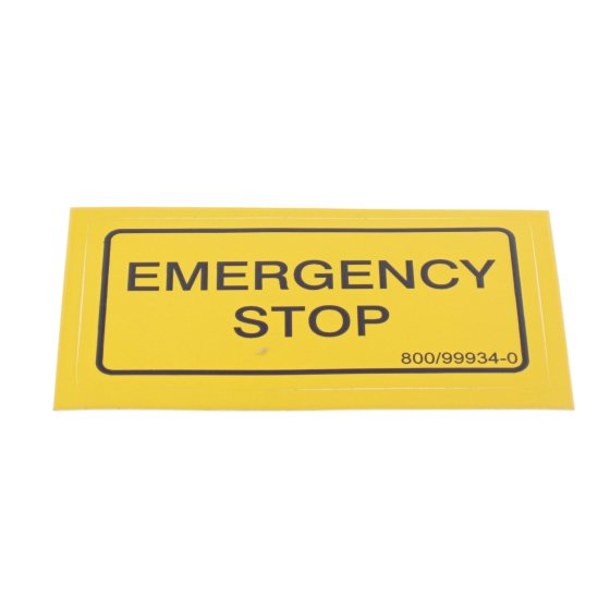 Decal Emergency Stop for Belle 150XT Mixers - OEM No. 80099934