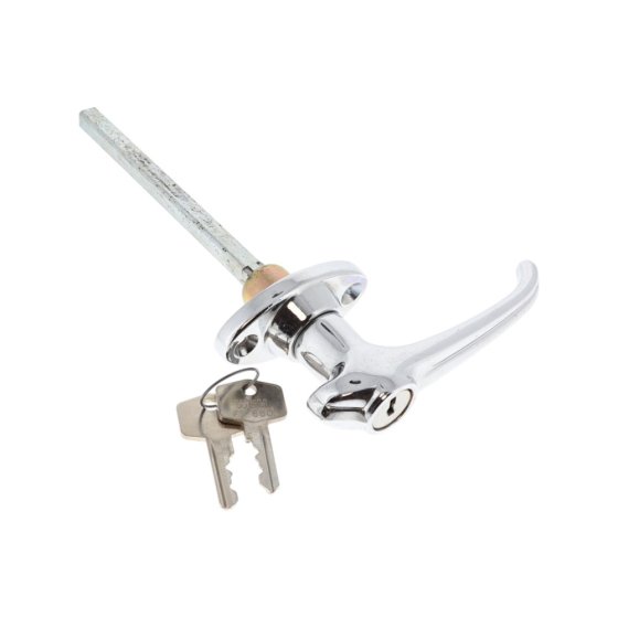 Locking Chrome Lever Handle, Keyed Alike, 43.5mm Hole Centres