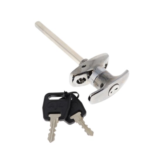 Chrome Plated Locking T-Handle, Mixed Keys, 101mm, 100 x 8mm Spindle