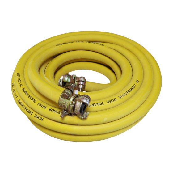 Braided Air Compressor Hose with 3/4" 'Q' Couplings - 15m / 50ft Length