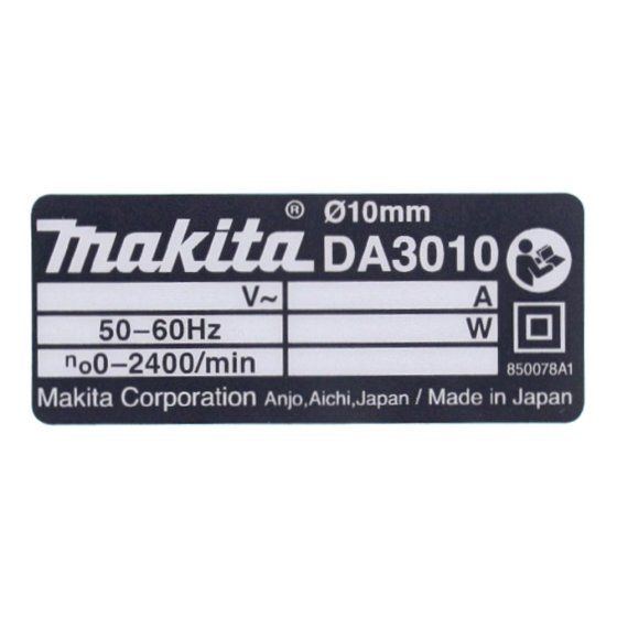 Name Plate for Makita DA3010 Angle Drill - 850078-1