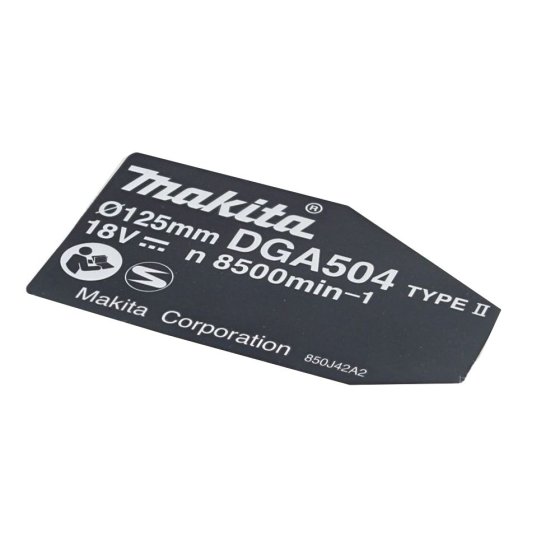 Name Plate for Makita DGA504 Angle Grinder - OEM No. 850J42-2