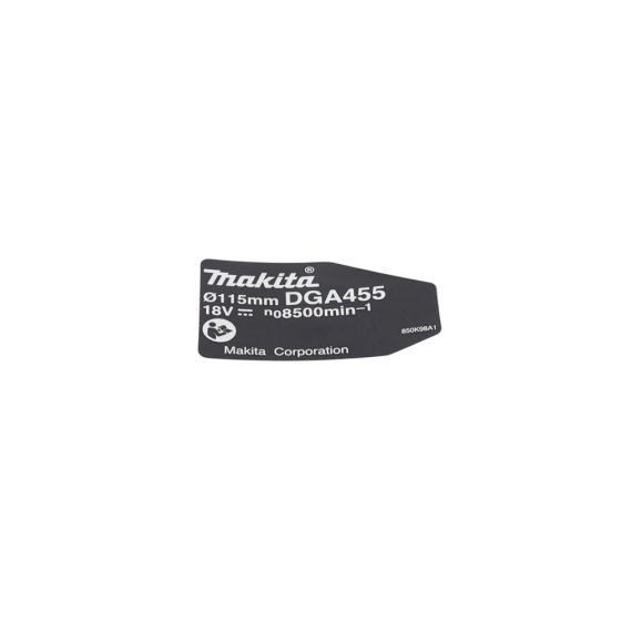 Name Plate for Makita DGA454, DGA455 Angle Grinder - OEM No. 850K98-1