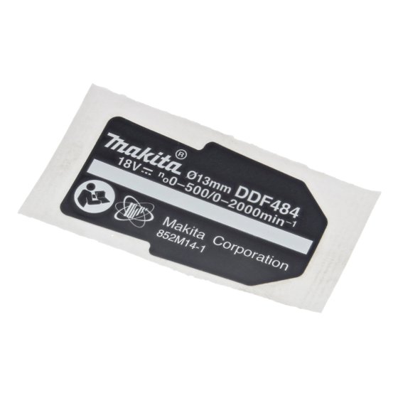 Name Plate for Makita DDF484 Drill Driver - 852M14-1