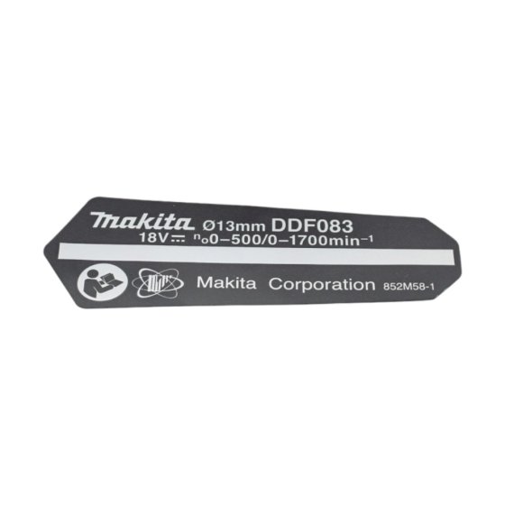 Name Plate for Makita DDF083 Cordless Driver Drill - OEM No. 852M58-1