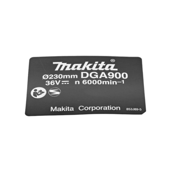 Name Plate for Makita DGA900 Angle Grinder - 853J89-5