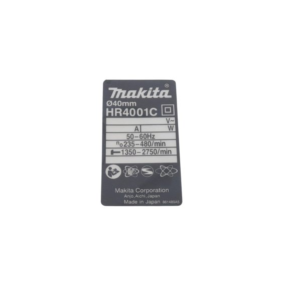 Name Plate for Makita HR4001C Rotary Hammer Drill - OEM No. 861489-5