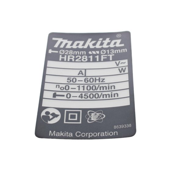 Name Plate for Makita HR2811FT Hammer Drill - OEM No. 863933-8