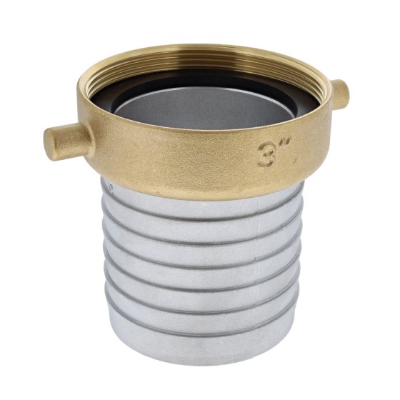3" BSP Female Aluminium with a Brass Nut Pump Coupling / Hose Tail & Leather Washer