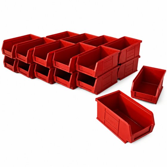 20 Pack Size 2 Red Plastic Wall Panel Storage Bins for Small Parts