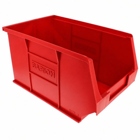 Red Plastic Wall Panel Storage Bins Size 3 Pack of 10 - Stackable and Versatile