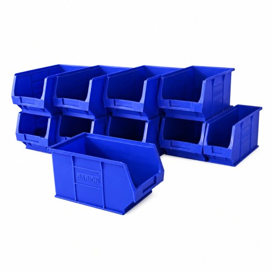 Pack of 10 Blue Plastic Wall Panel Storage Bins Size 3 for Small Parts Storage