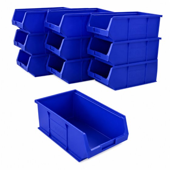 Size 4 Blue Plastic Wall Panel Storage Bins - Pack of 10