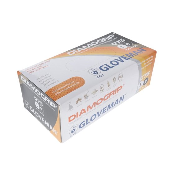 Orange Nitrile Grip Plus Disposable Gloves (Pack of 100) - Large