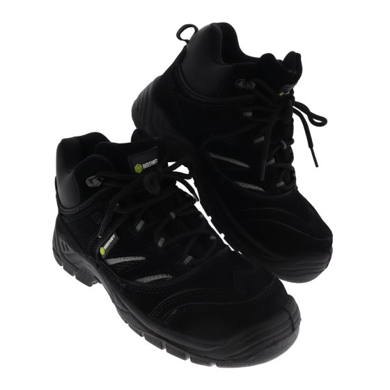 Size 4 Black Click Trainer Safety Boot - Leather Upper, Steel Toe Cap, Oil and Slip Resistant Sole