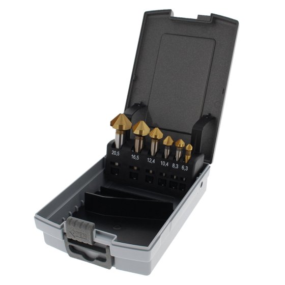 Lyndon HSS Tin Countersink Bits - Set of 6 (Sizes: 6.3 - 20.5)