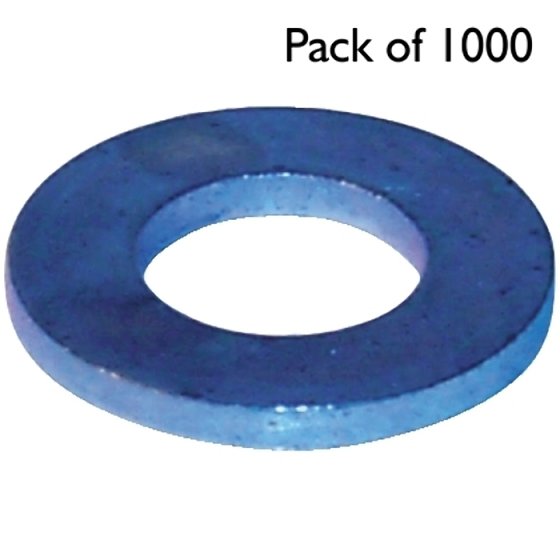 Table 3 Flat Washers, Zinc Plated, I.D: 3/16", Pack of 1000
