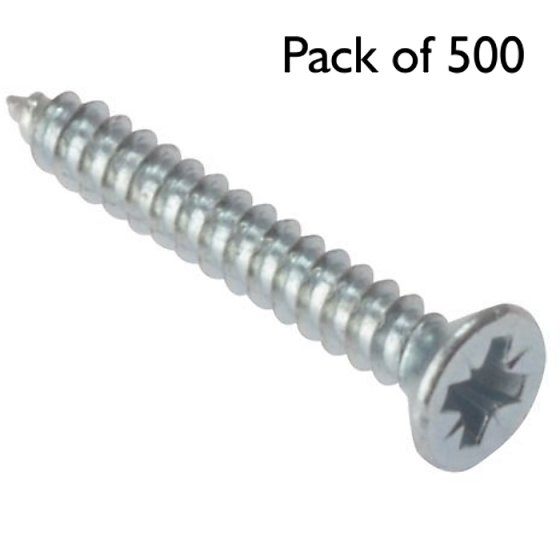Self Tapping Screws, Pozidriv (Countersunk Head) Size: No.12x1.1/2" - Pack of 500