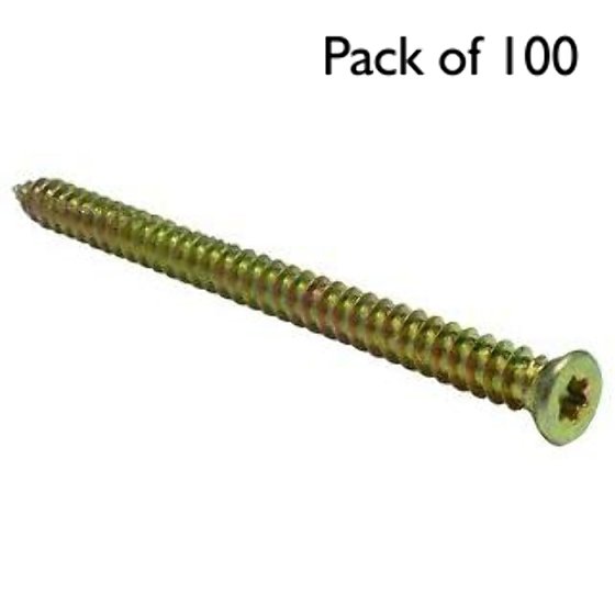 Concrete Screws, T30 Torx Head, (Zinc/Passivated) Size: 7.5 x 130 - Pack of 100