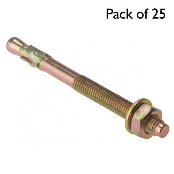 Through Bolts, Size: M12 x 100, Zinc/Yellow Passivated - Pack of 25