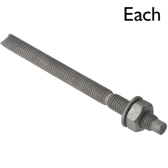 Chemical Anchor Stud, Size: M12 x 160 - Supplied w/ Nut & Washer