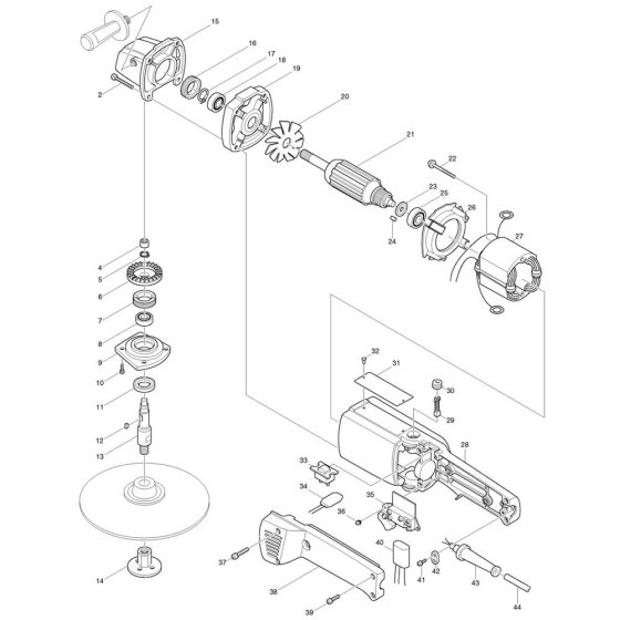 Makita 9207SPB Polisher Assembly