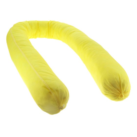 1200 x 75mm Yellow Chemical Absorbent Sock 3.75L for Acids and Alkalis