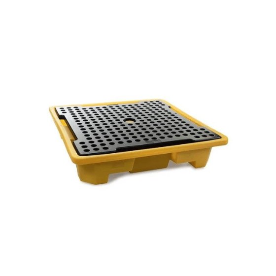 Spill Pallet for 4 x 205L Drum - 146 x 146 x 30cm Capacity 249ltr in Yellow