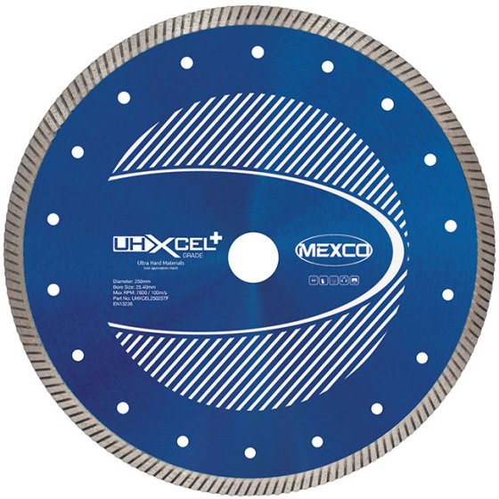 Mexco 250mm Diamond Blade Ultra Hard Materials UHXCEL+ Grade