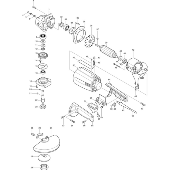 Makita 9609B Angle Grinder Assembly