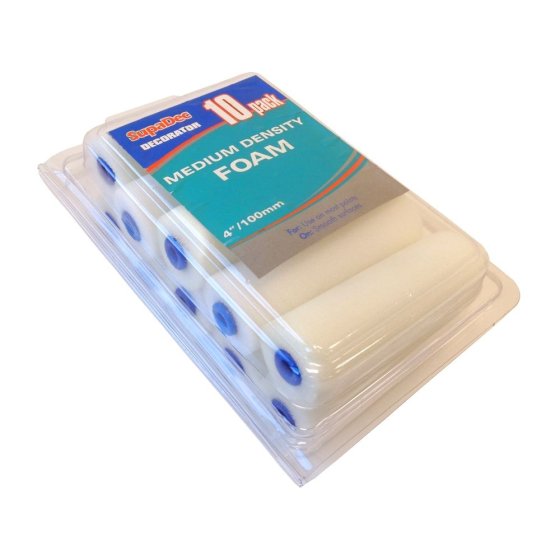 4" Wide Foam Refills for Paint Roller, Pack of 10