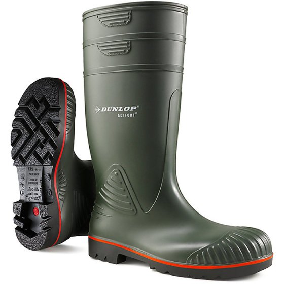 DUNLOP Acifort Wellington Boot Heavy Duty Full Safety Toecap Green Size 06
